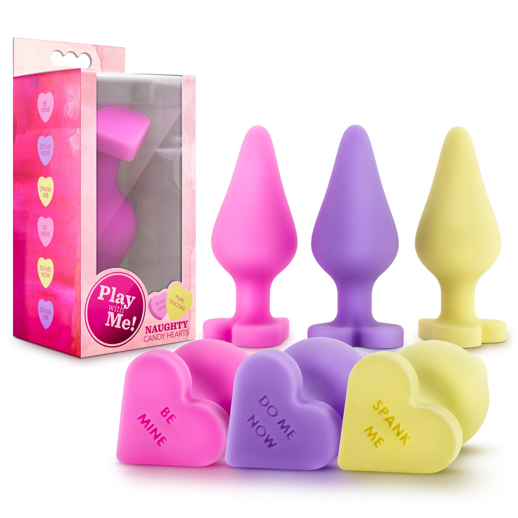 Blush Naughty Candy Hearts Display - 9 Pieces - Assorted Colors — anal toy at Stuffgoodies