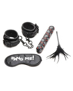 XR Brands Bang - Bondage Kit - XL Bullet, Cuffs, Tickler and Blindfold - Black — black bondage toy at Stuffgoodies