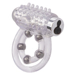 CalExotics Maximus Enhancement Ring 5 Stroker Beads Rechargeable Clear — clear cock ring at Stuffgoodies
