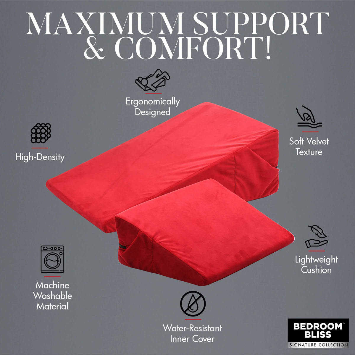 love cushion set foam wedge pillow set red