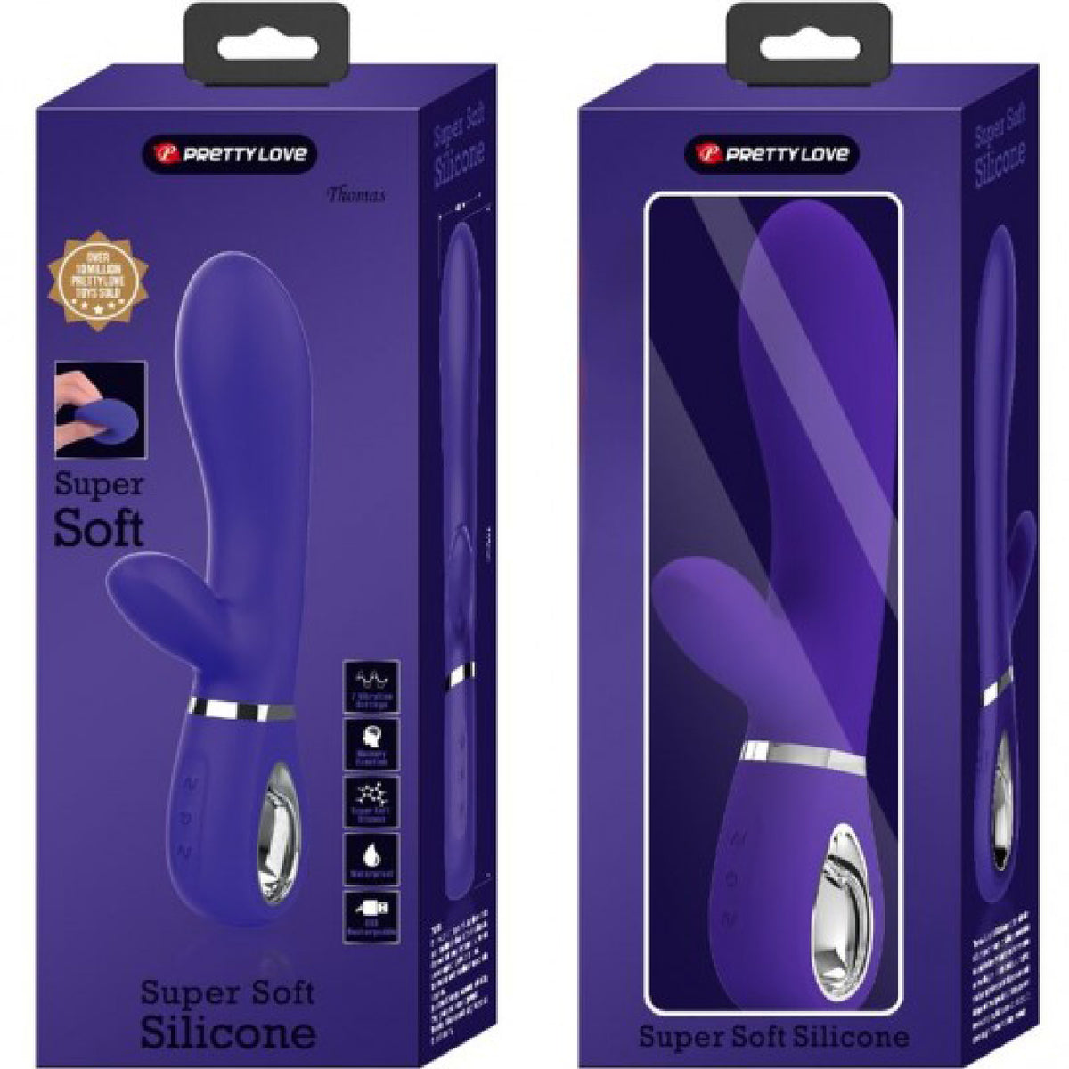 Thomas Super Soft Silicone Rabbit Vibrator -  Purple