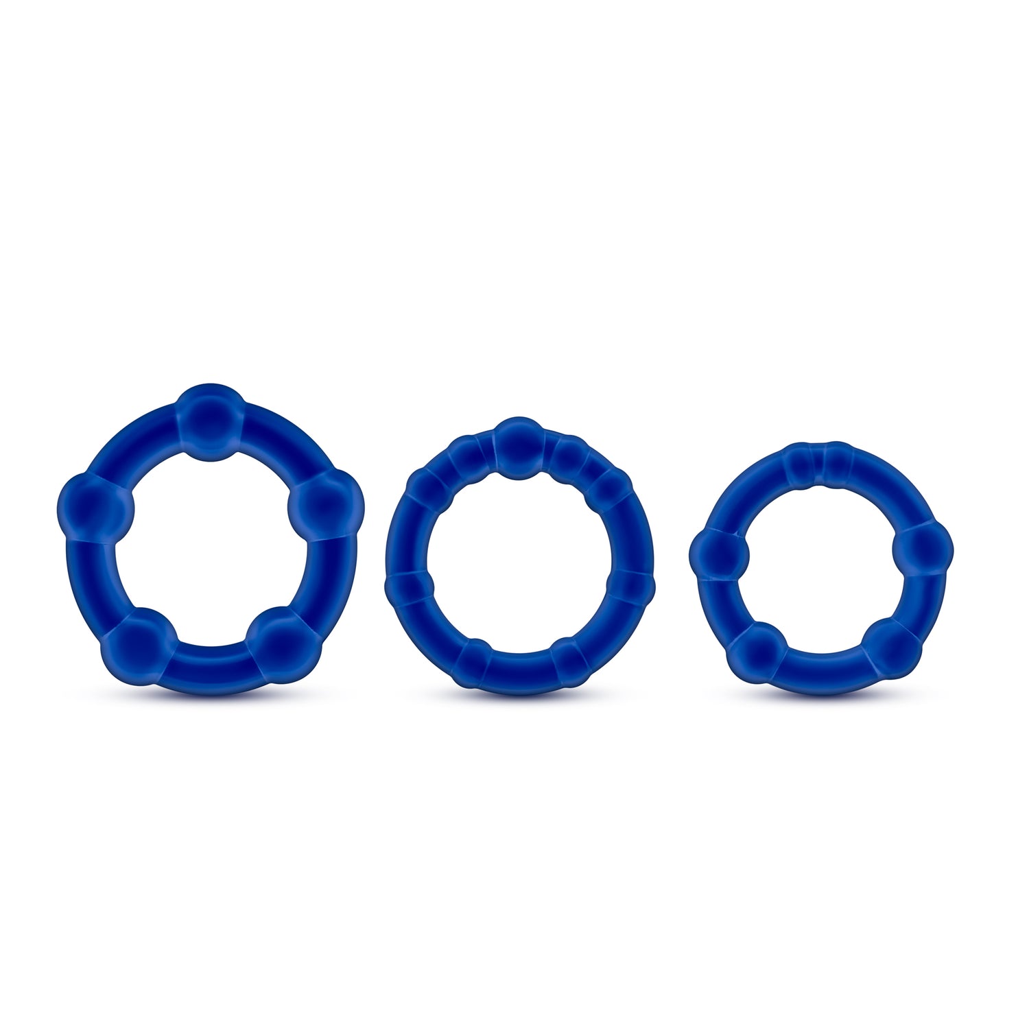 Blush Stay Hard - Beaded Cock Rings - 3 Pack - Blue — blue cock ring at Stuffgoodies