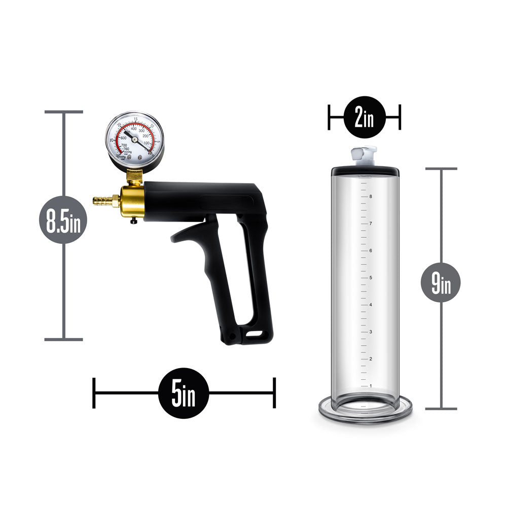 Performance - Vx7 Vacuum Penis Pump With Brass  Trigger &amp; Pressure Gauge - Clear