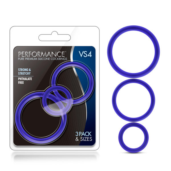Blush Performance - Vs4 Pure Premium Silicone Cockring Set - Indigo