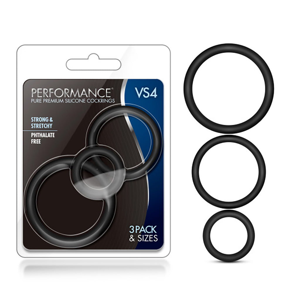 Blush Performance - Vs4 Pure Premium Silicone Cockring Set - Black