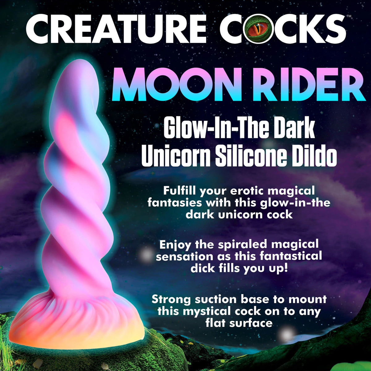 Consolador de unicornio que brilla en la oscuridad Moon Rider