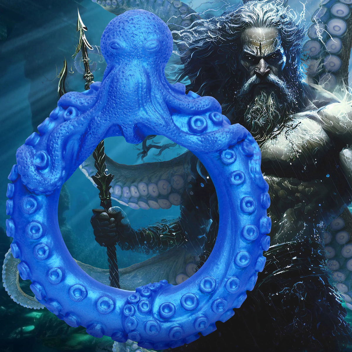 Poseidon&#39;s Octo-Ring Silicone Cock Ring - Blue