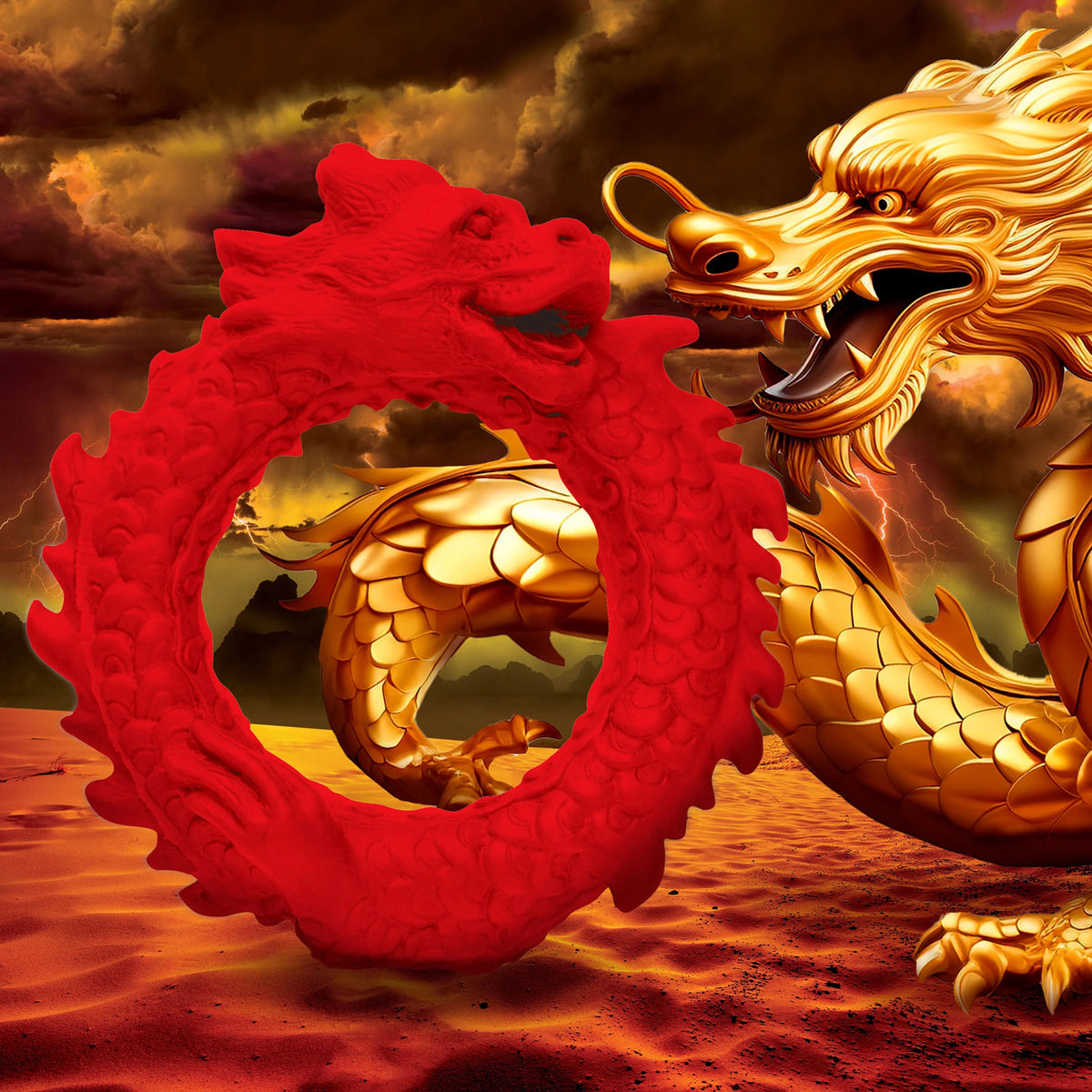 Anillo de silicona para el pene Rise of the Dragon - Rojo