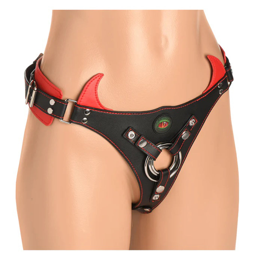 Horny Devil Strap-on Harness Red