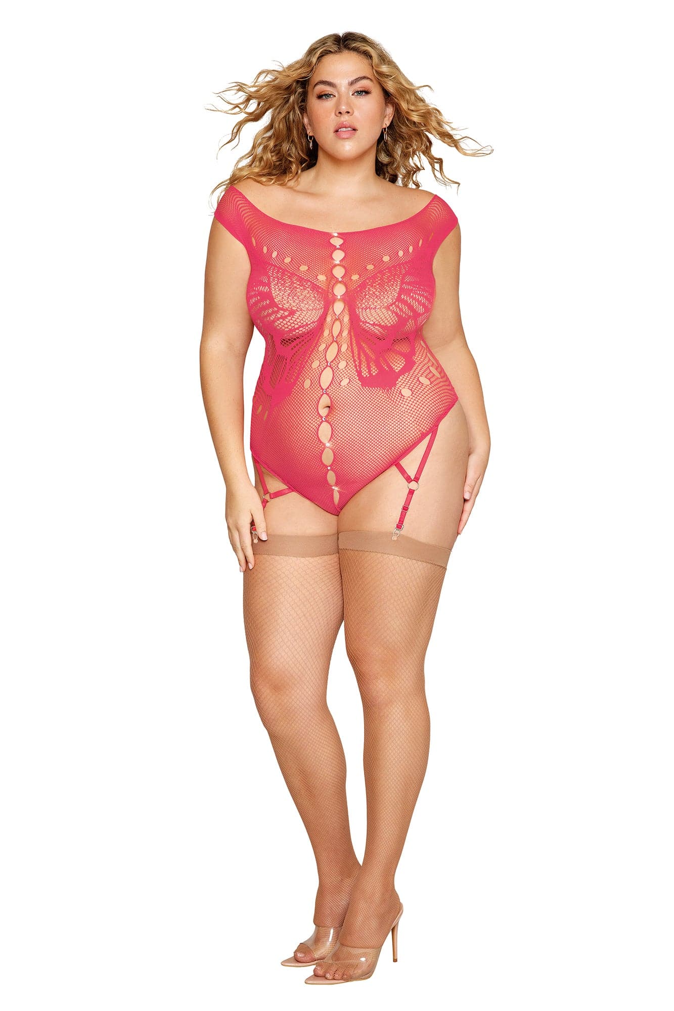 Garter Teddy - Queen Size - Watermelon