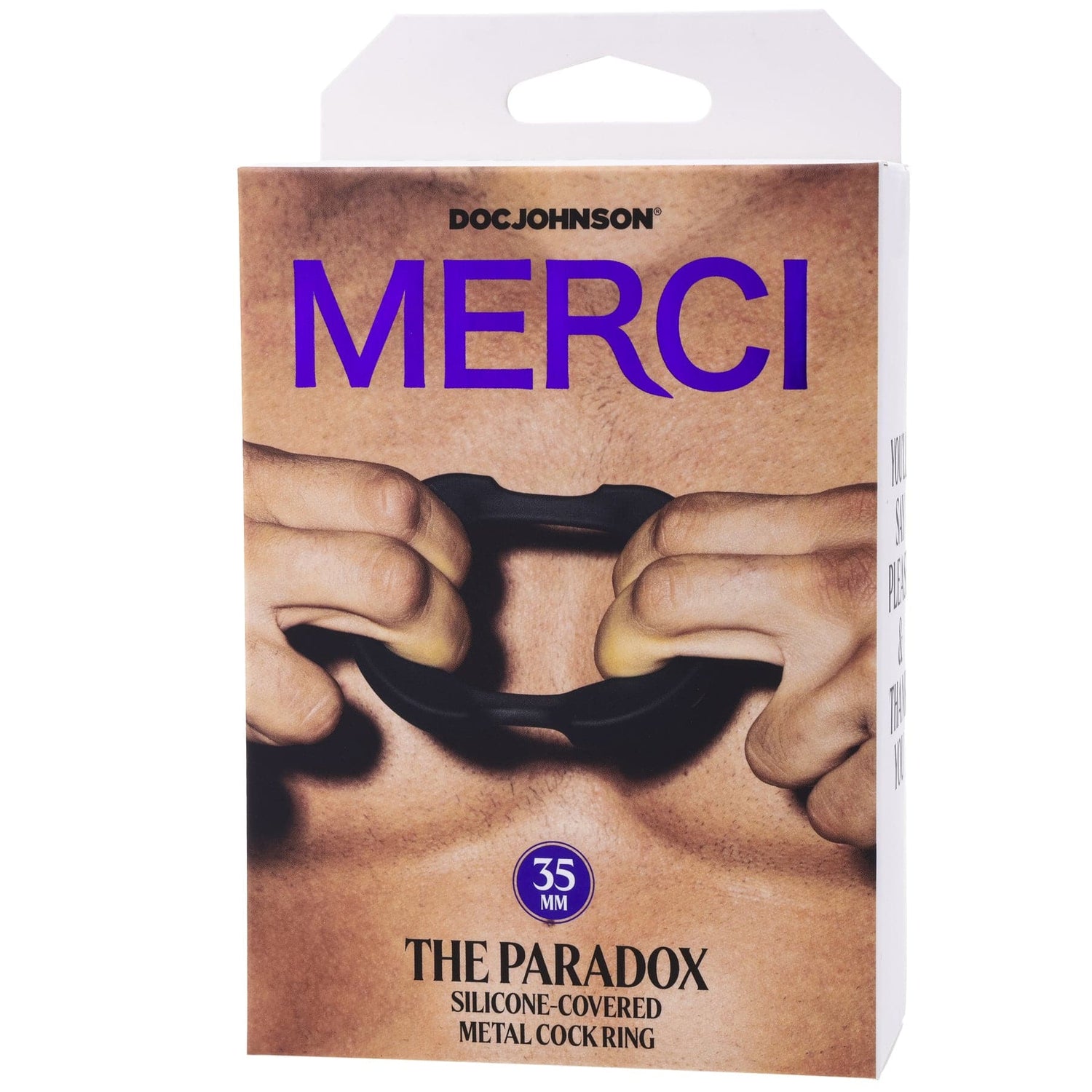 Doc Johnson Merci - the Paradox - Silicone Covered Metal Cock Ring - 35mm - Black