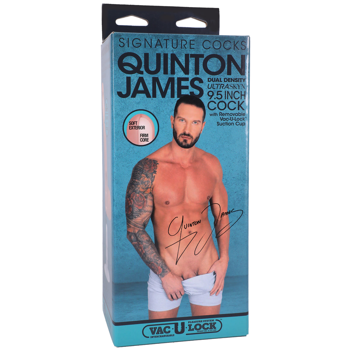 Signature Cocks - Quinton James - Polla Ultraskyn de 9,5 pulgadas con ventosa extraíble Vac-U-Lock