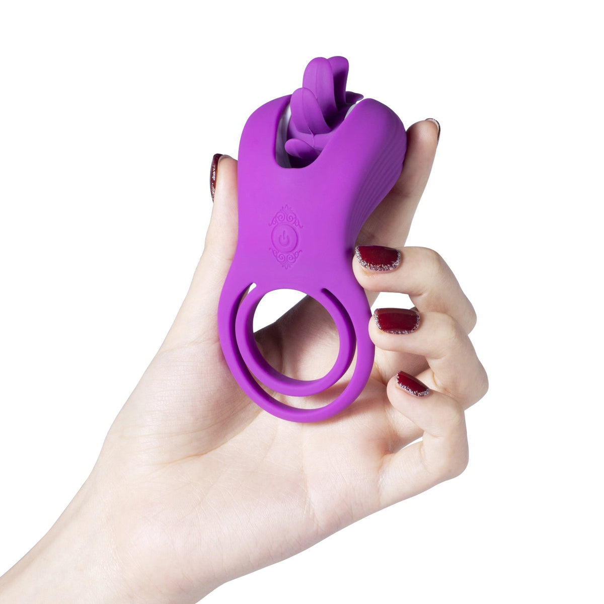 Roxy - Lamedor de clítoris de lengua y anillo para pene - Púrpura