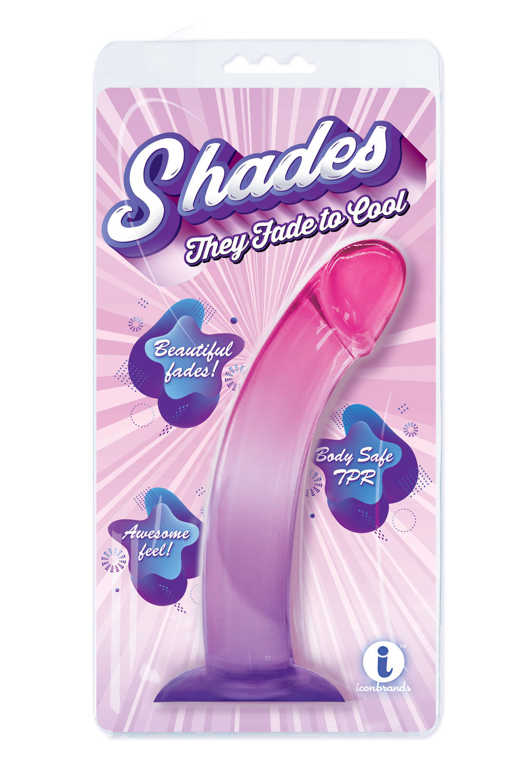 Shades, Dong degradado Smoothie Jelly Tpr de 8,25&quot; - Púrpura y rosa