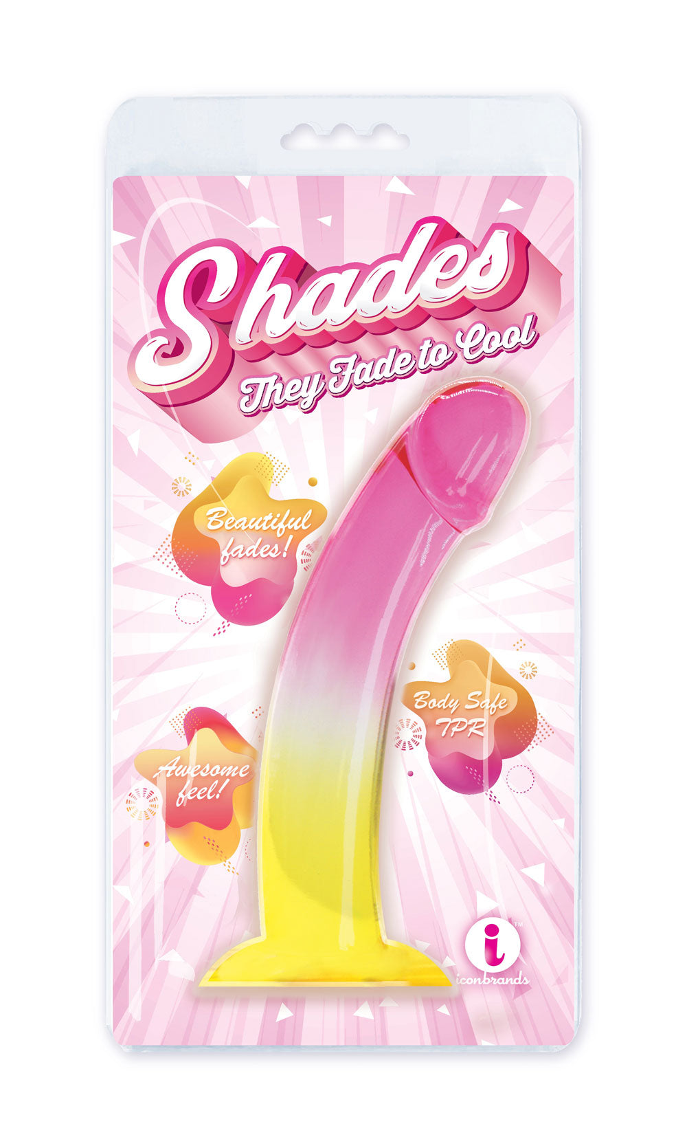 Shades, Dong degradado Smoothie Jelly Tpr de 8,25&quot; - rosa y amarillo
