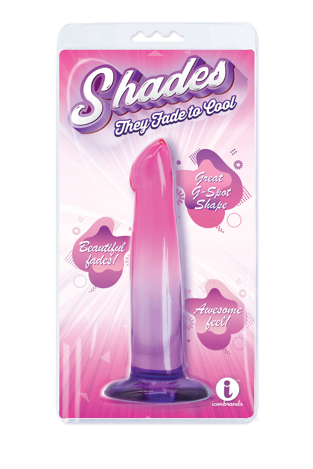 Shades, 6.25&quot; G-Spot Jelly Tpr Gradient Dong - Pink and Purple