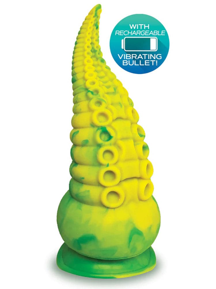 alien nation octopod silicone rechargeable vibrating creature dildo yellow and green