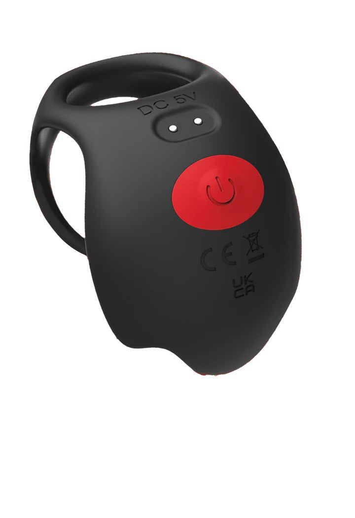Icon Brands Red Dot Vibrating Cock Ring V3 With Remote - Black/red — black cock ring at Stuffgoodies
