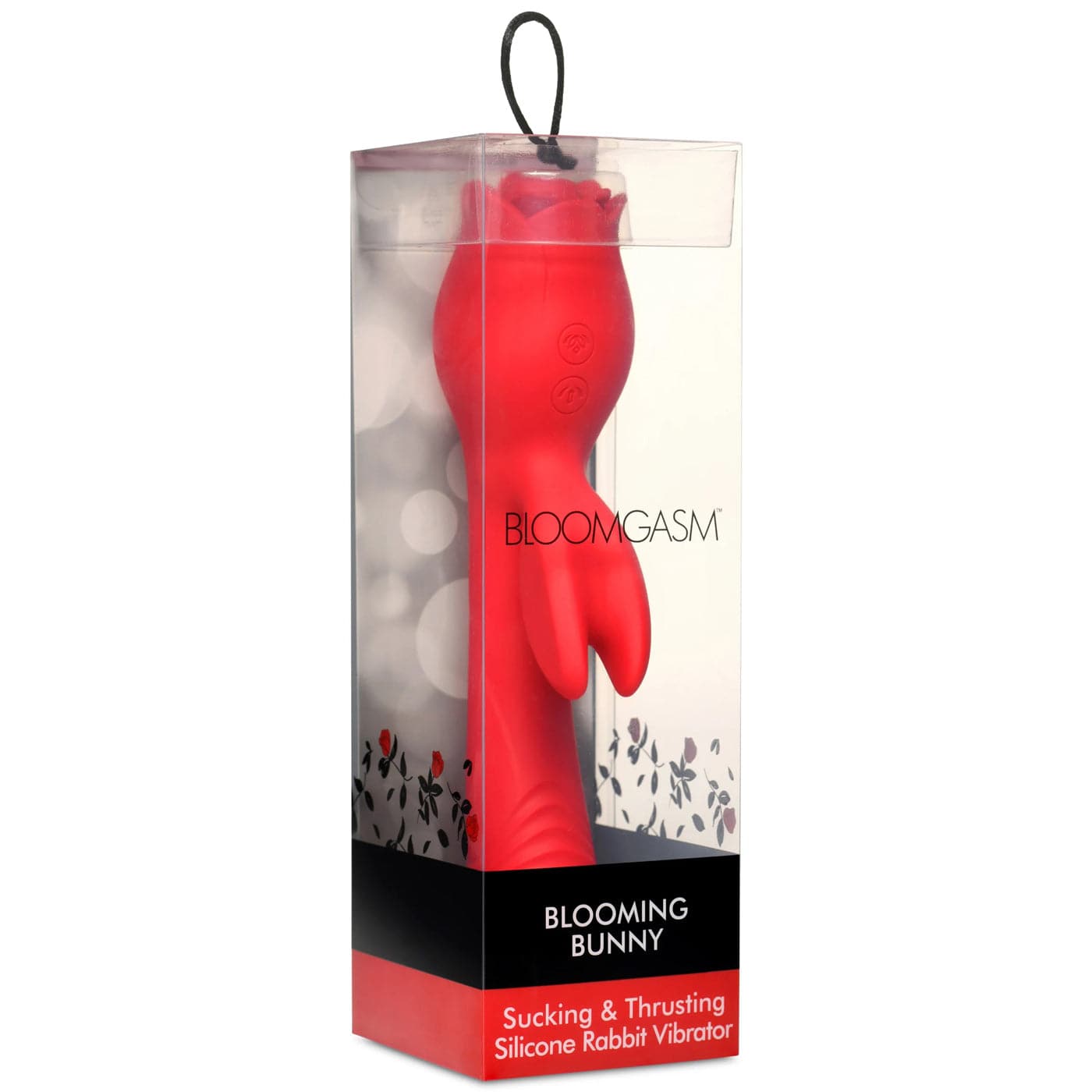 Blooming Bunny Sucking and Thrusting Silicone Rabbit Vibrator - Red