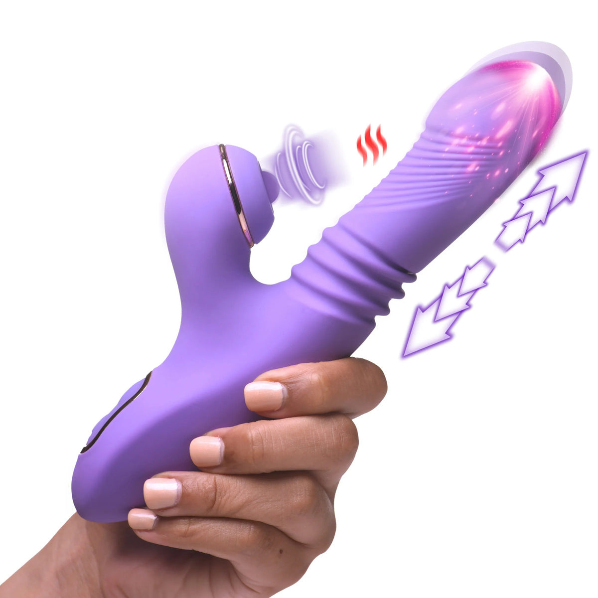 Conejo de silicona de empuje y pulsación Pro-Thrust Max 14x - Púrpura