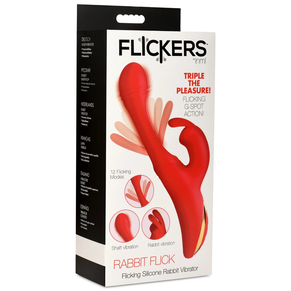 Rabbit Flick Flicking Vibrador de Conejo de Silicona - Rojo