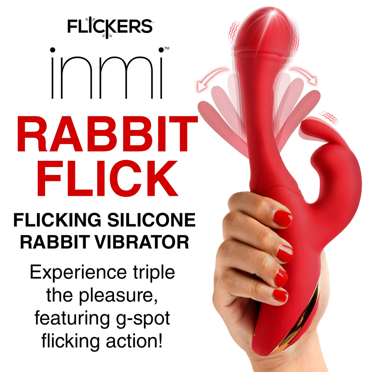Rabbit Flick Flicking Vibrador de Conejo de Silicona - Rojo