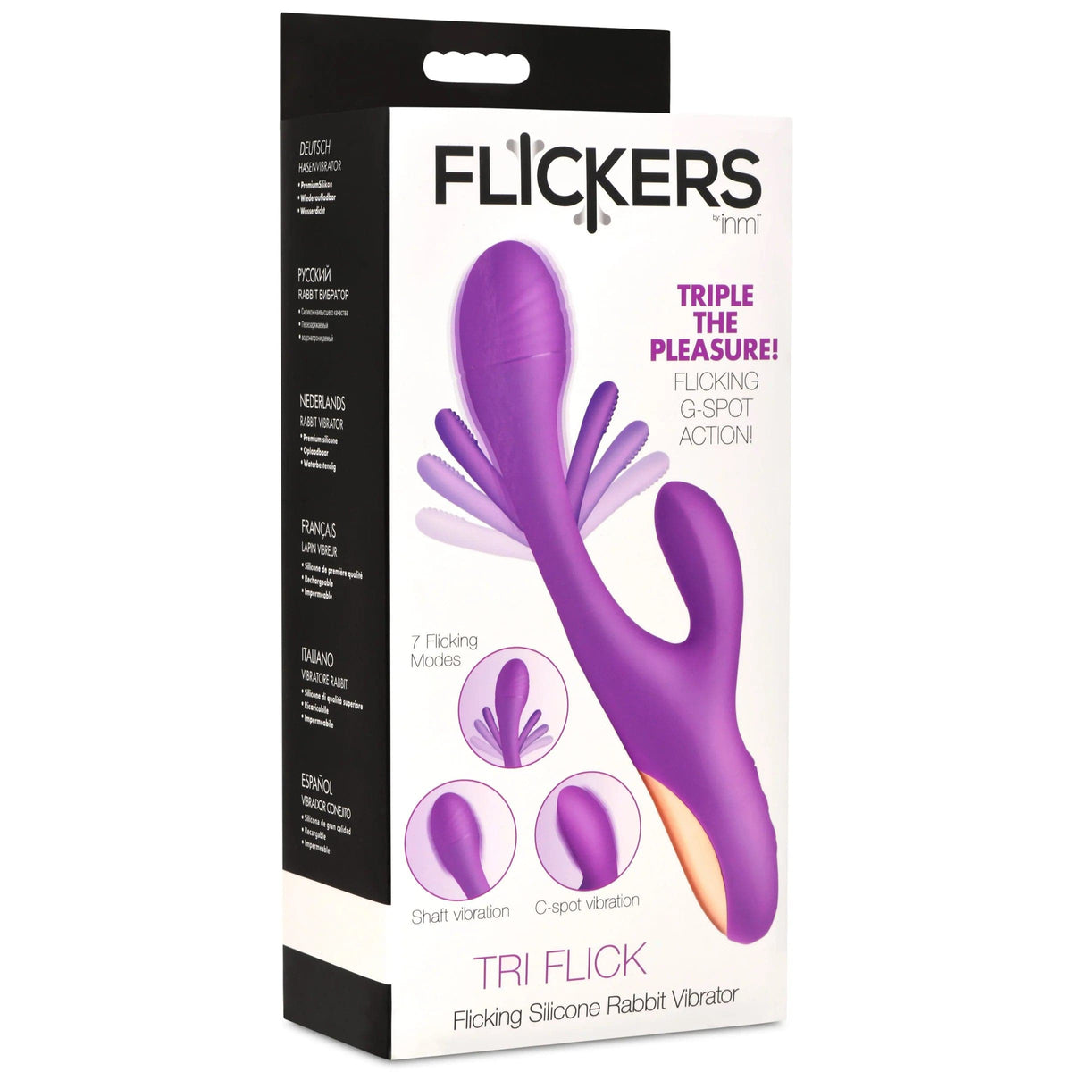 Vibrador Conejo de Silicona Flicking Tri-Flick - Púrpura