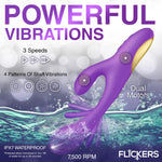 Tri-Flick Flicking Silicone Rabbit Vibrator - Purple