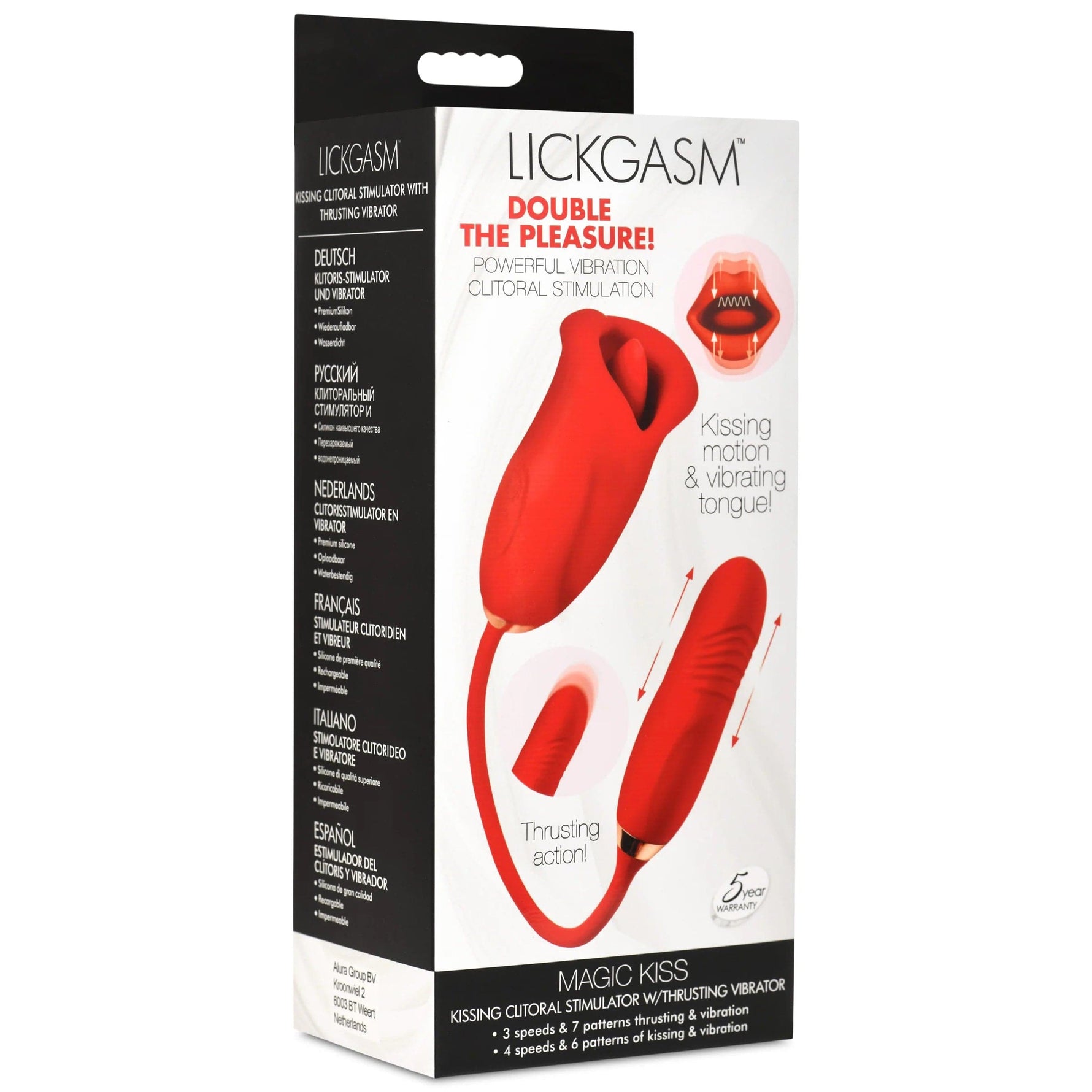 Magic Kiss Kissing Clitoral Stimulator With Thrusting Vibrator - Red Default Title