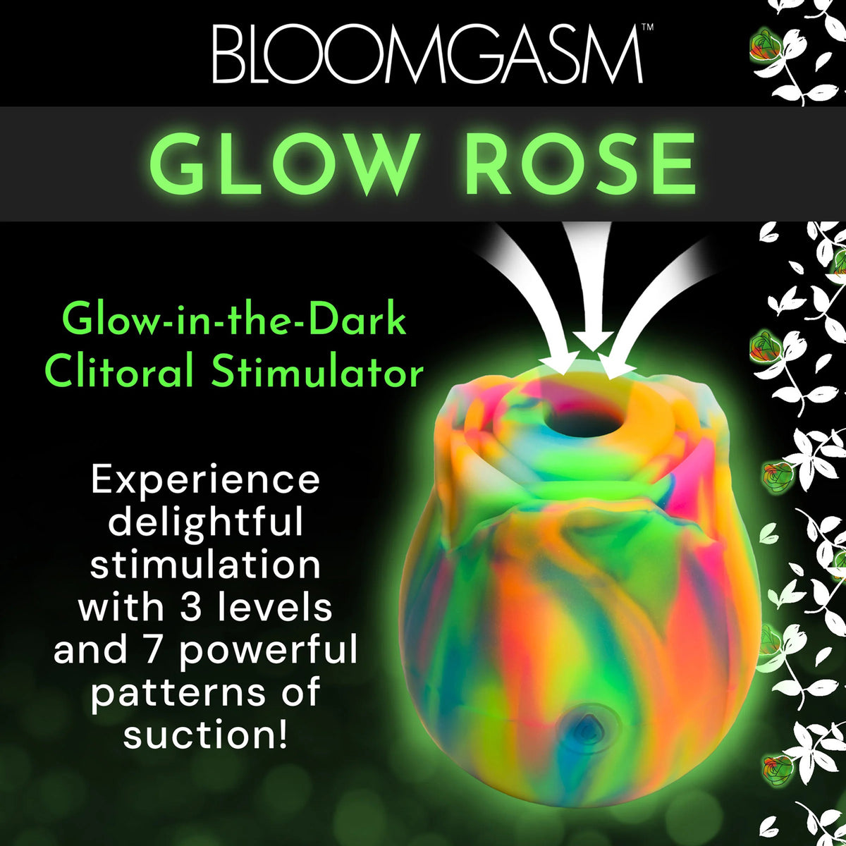 Estimulador de clítoris rosa que brilla en la oscuridad Glow Rose - Arcoíris