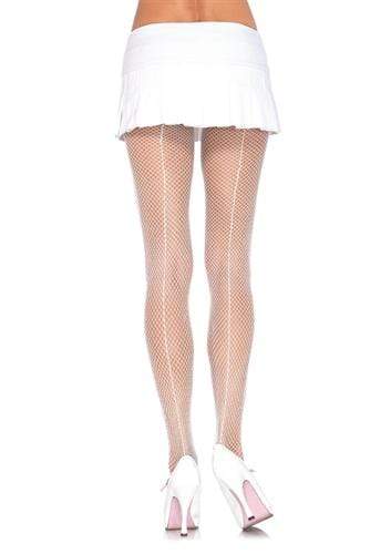 Fishnet Backseam Pantyhose - One Size - White