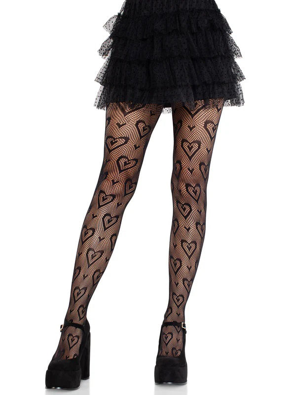 Cherie Heart Net Tights O/s - Black Default Title
