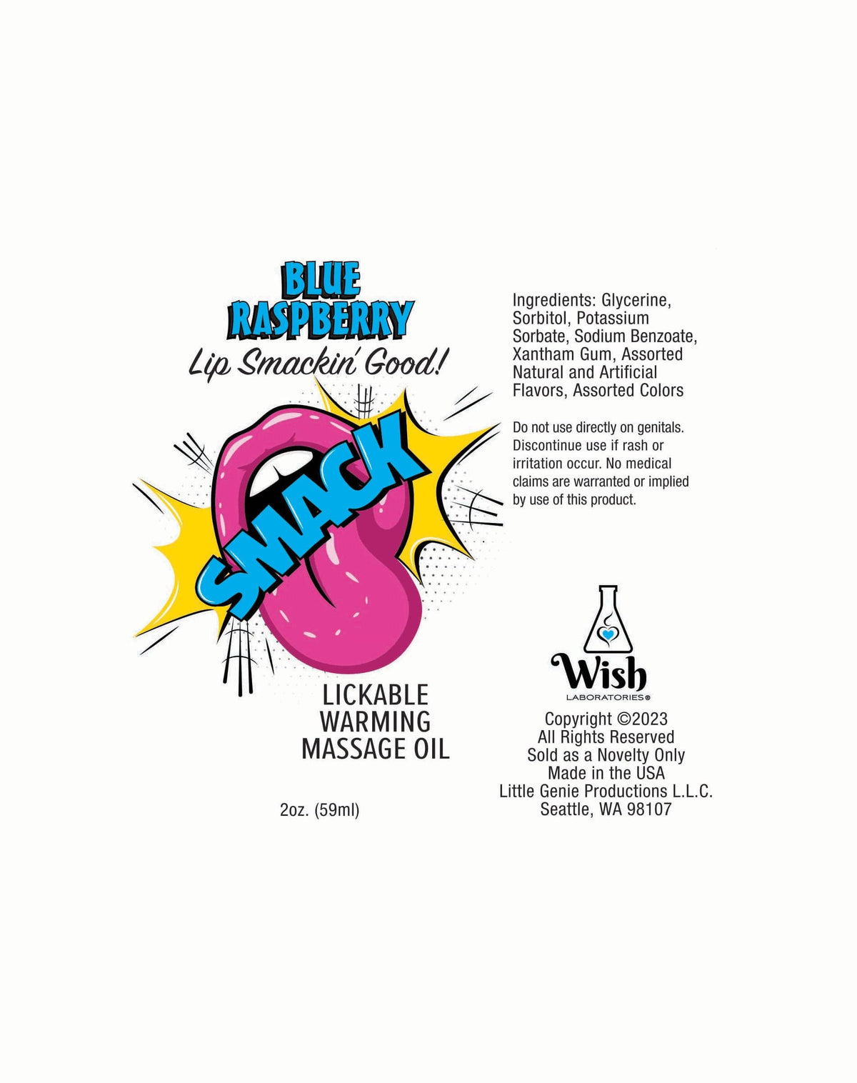 smack warming and lickable massage oil blue raspberry 2 oz