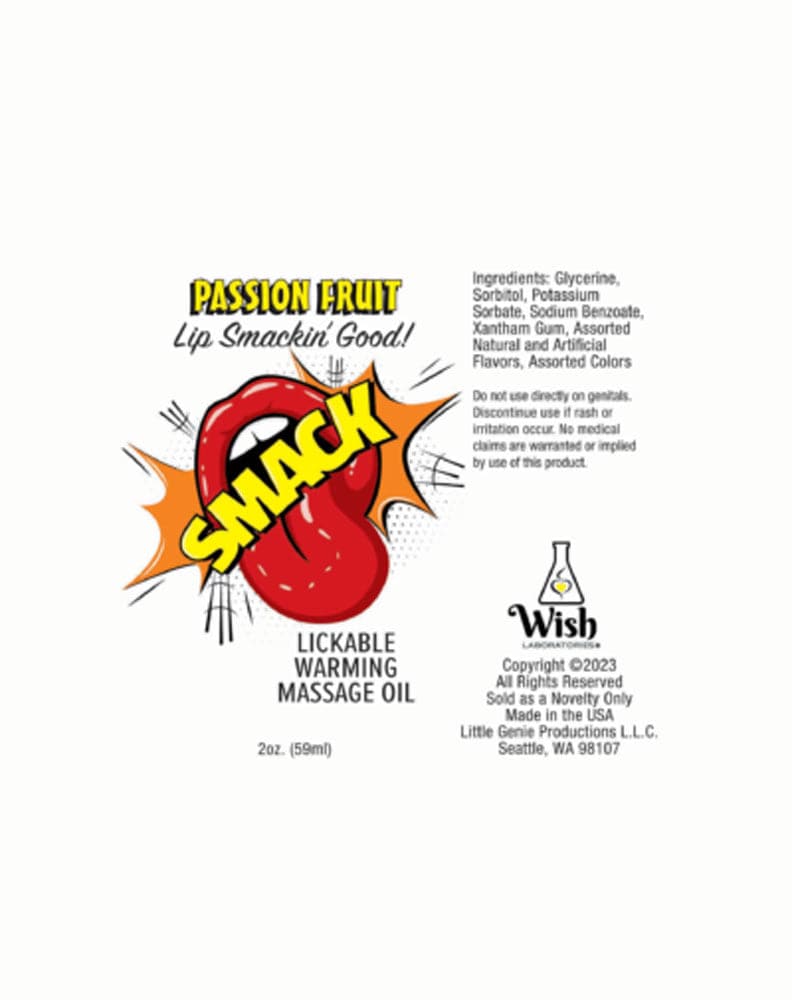 smack warming and lickable massage oil passion fruit 2 oz