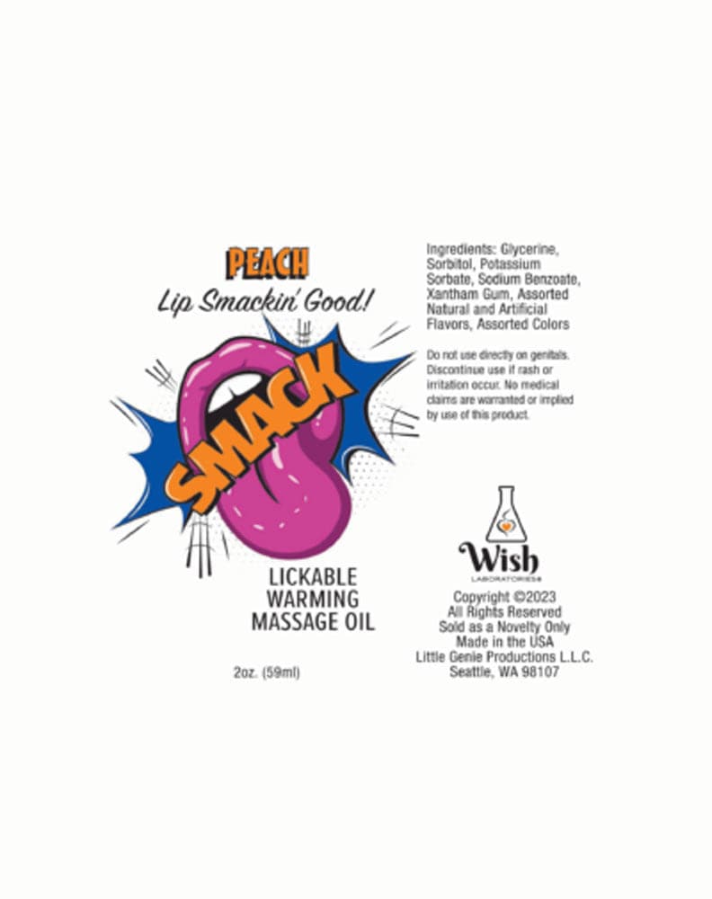 smack warming and lickable massage oil peach 2 oz