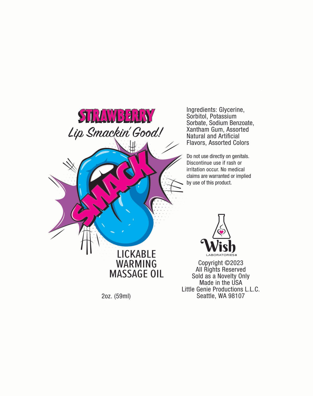 smack warming and lickable massage oil strawberry 2 oz