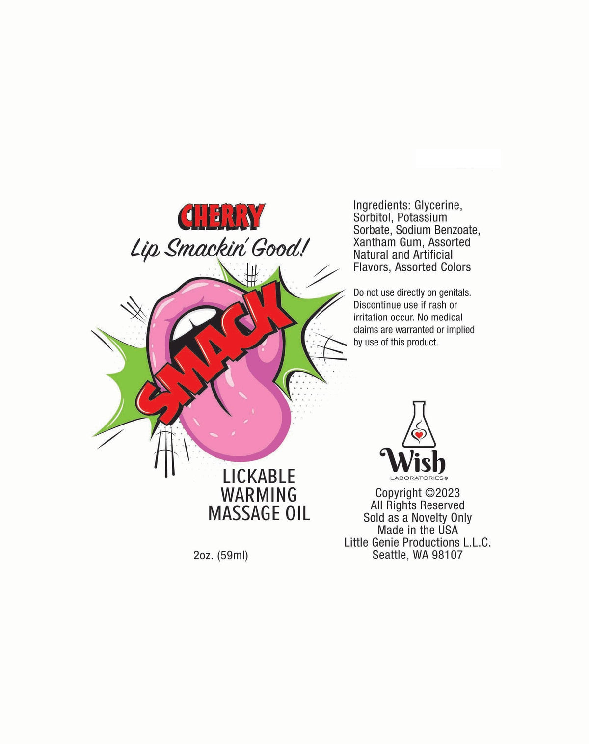 smack warming and lickable massage oil cherry 2 oz