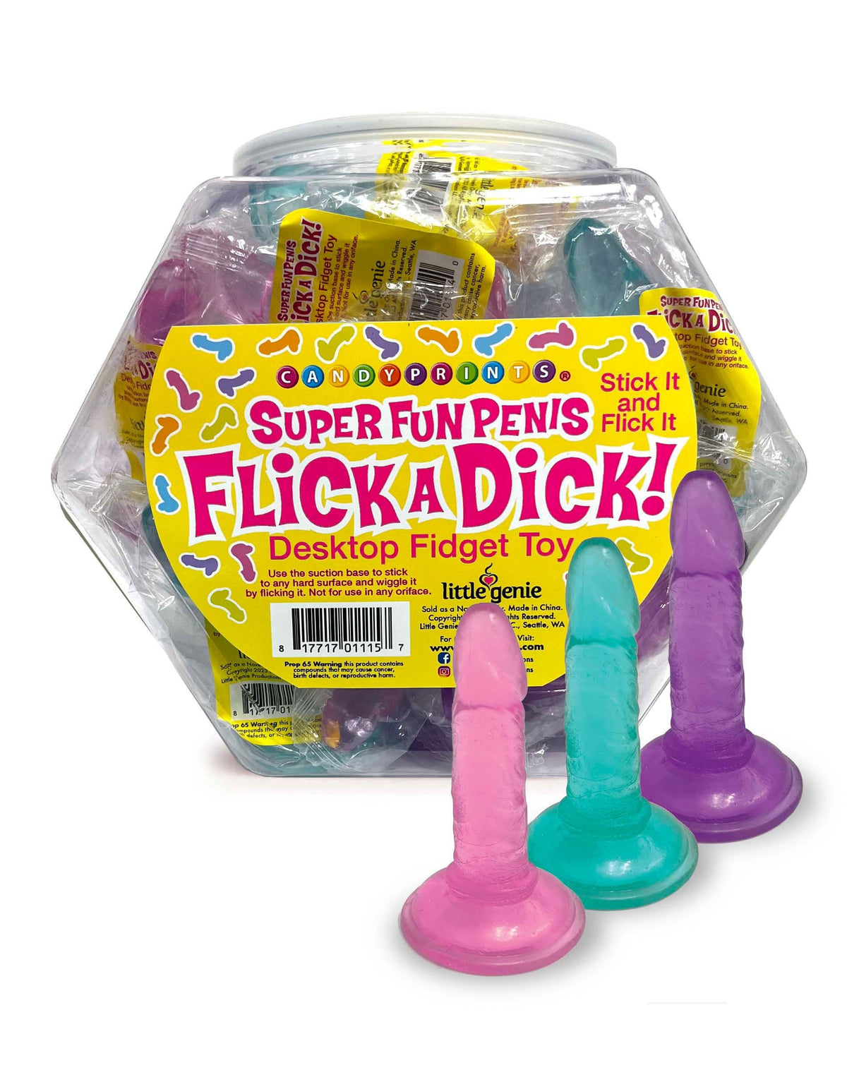 flick a dick desktop fidget toy display of 24