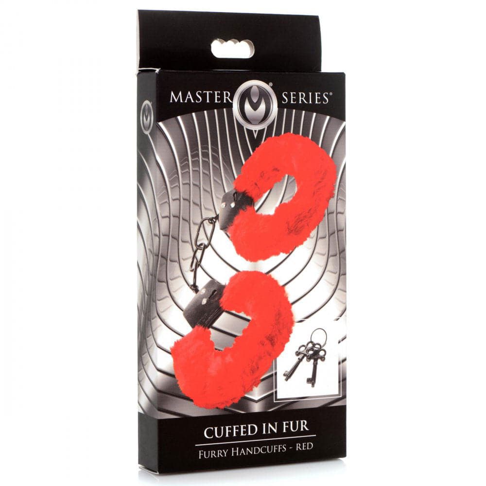 XR Brands Cuffed in Fur Furry Handcuffs - Red — Bondage Toy