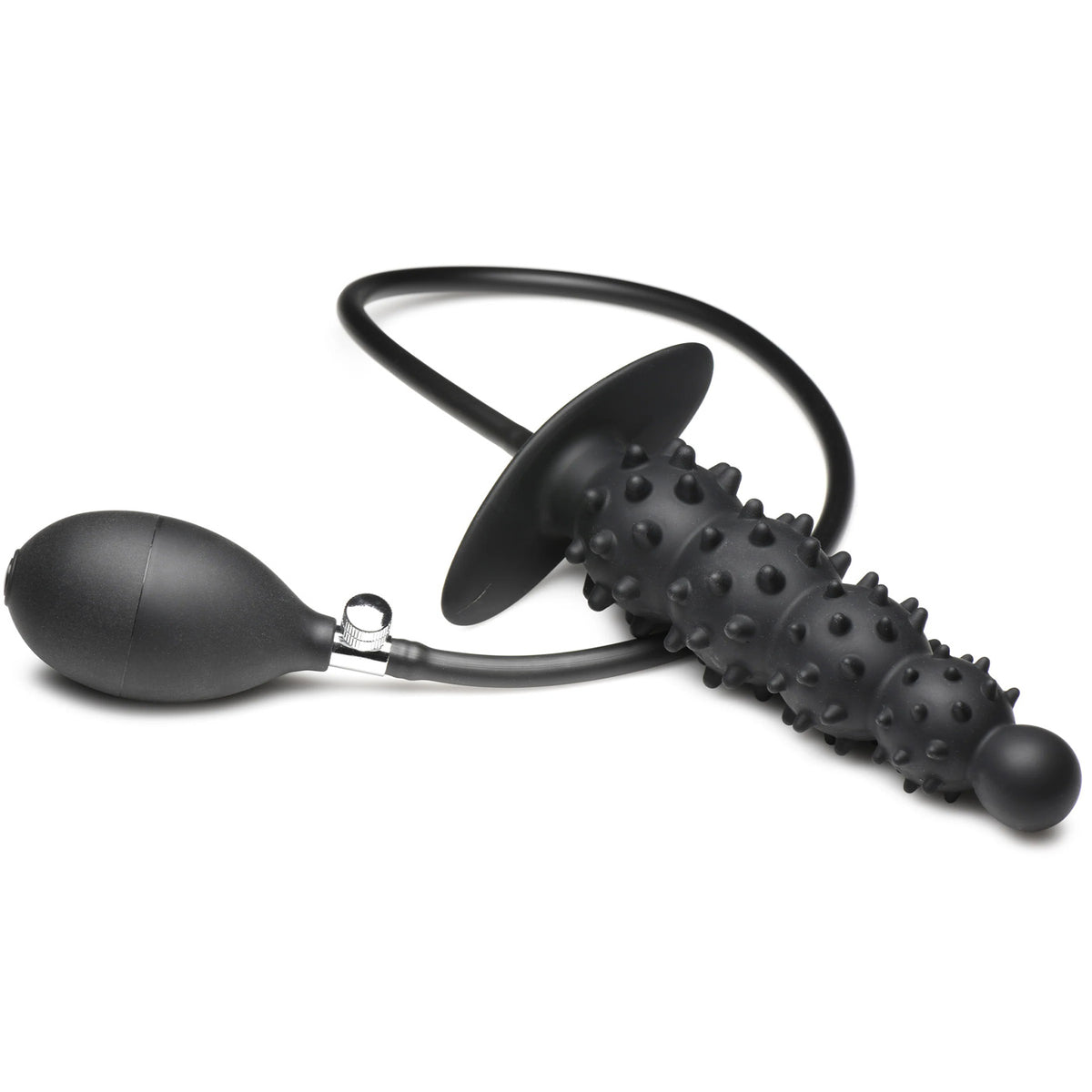 Ass Puffer Tapón anal inflable de silicona con nudos - Negro