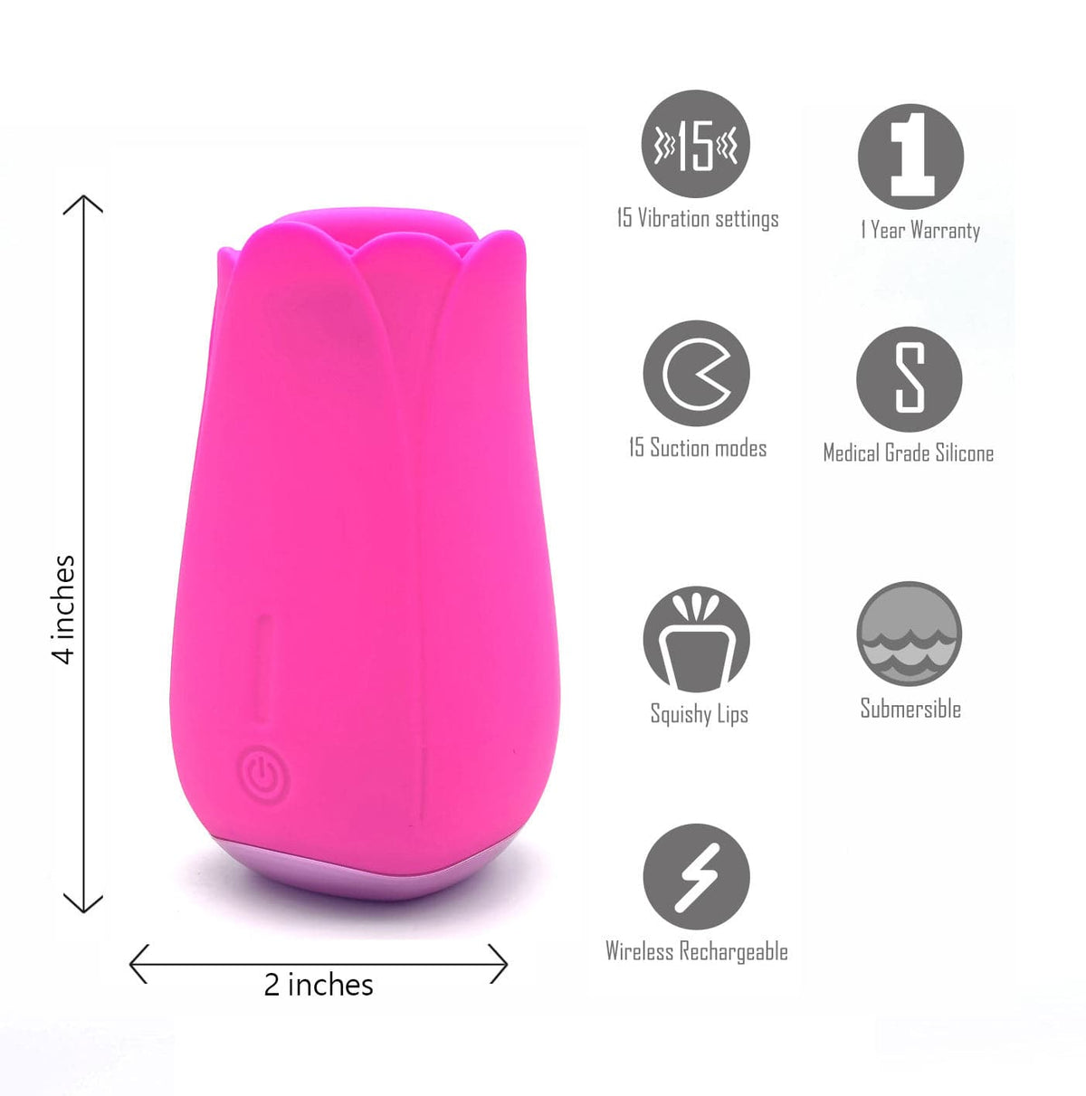 tulip pro 15 function suction vibe with wireless charging pink
