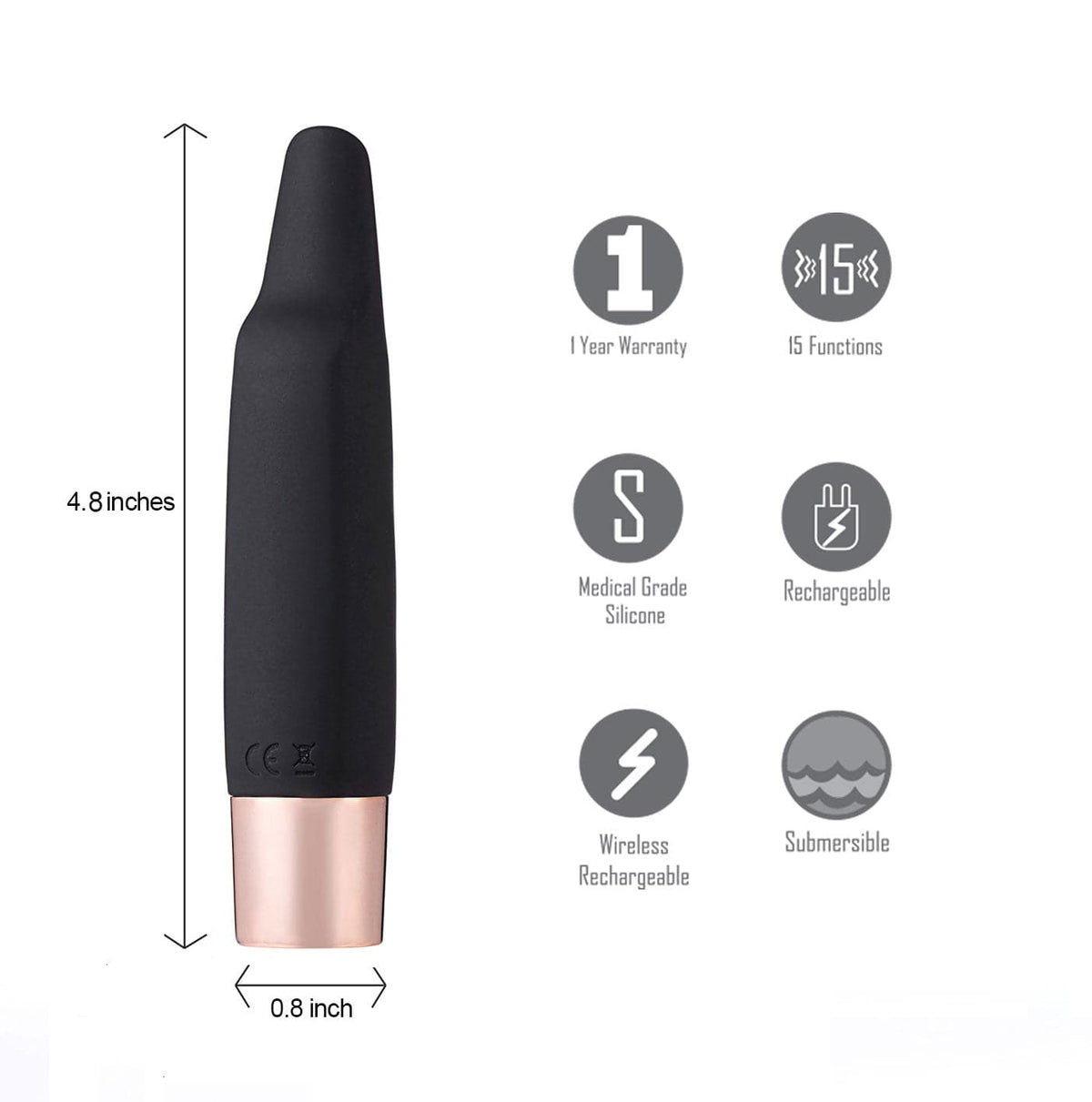 aspen 15 function rechargeable wireless flickering tip vibrator black