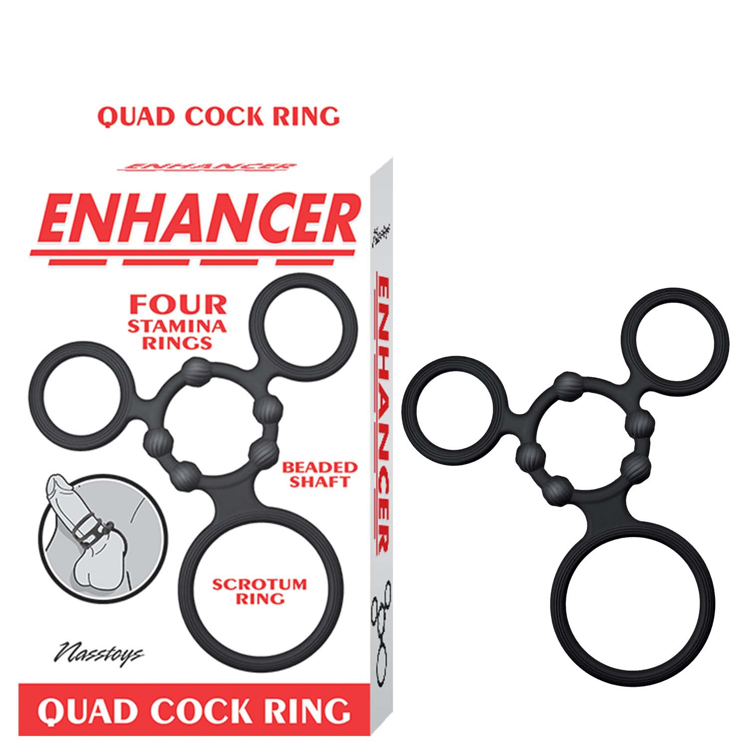 Nasstoys Enhancer Quad Cockring - Black — black cock ring at Stuffgoodies