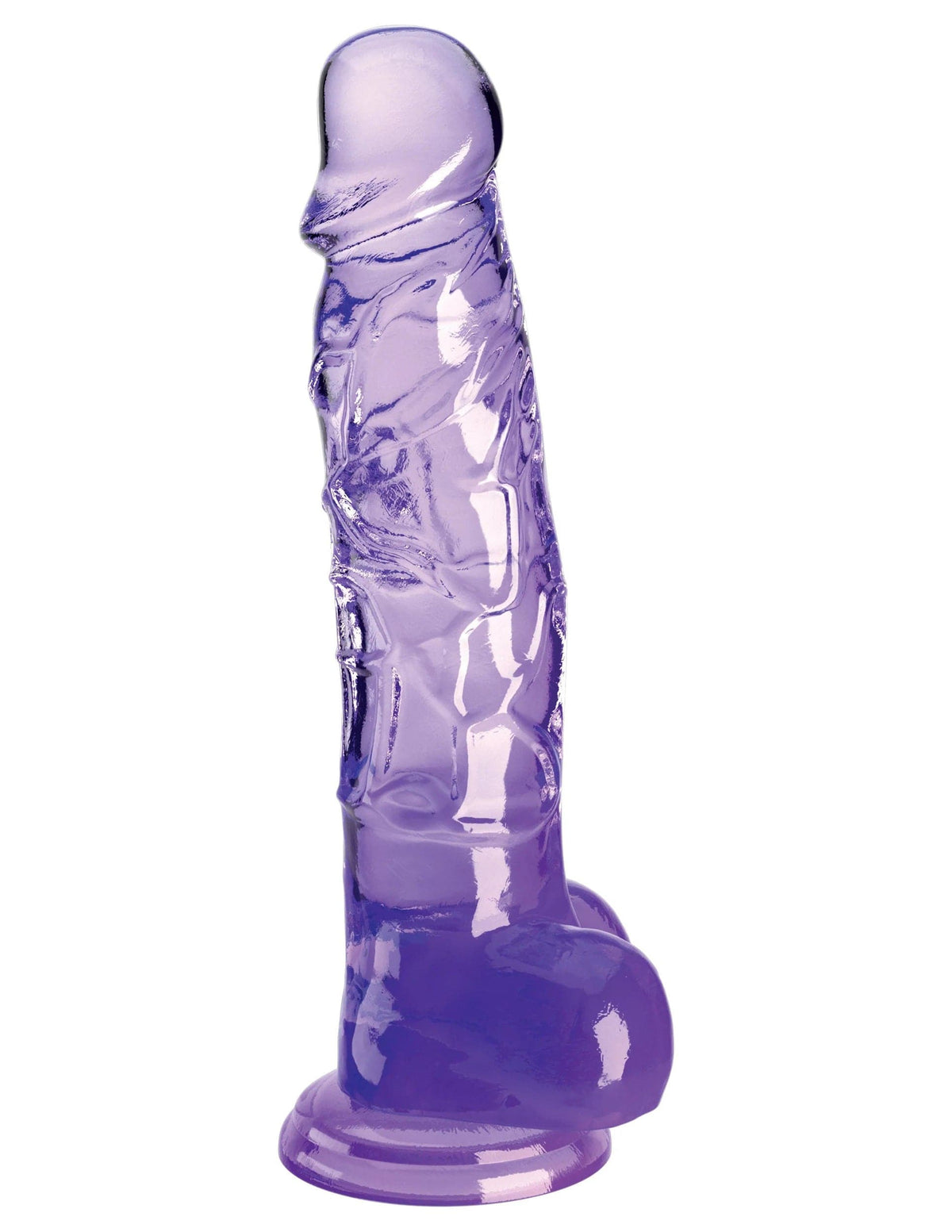 king cock clear 8 inch with balls purple