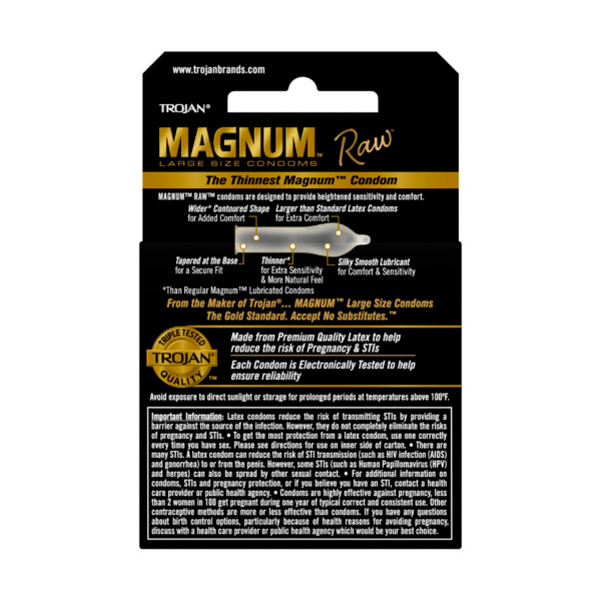 Condones Trojan Magnum Raw 3 unidades