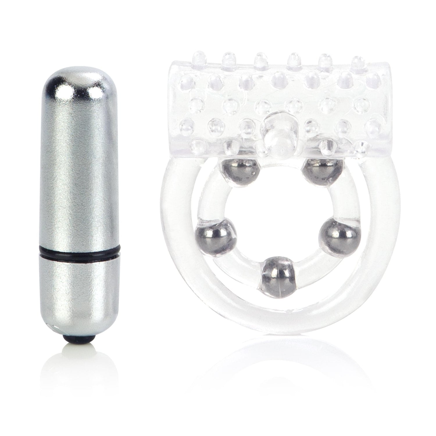 CalExotics Maximus Enhancement Ring 5 Stroker Beads Rechargeable Clear