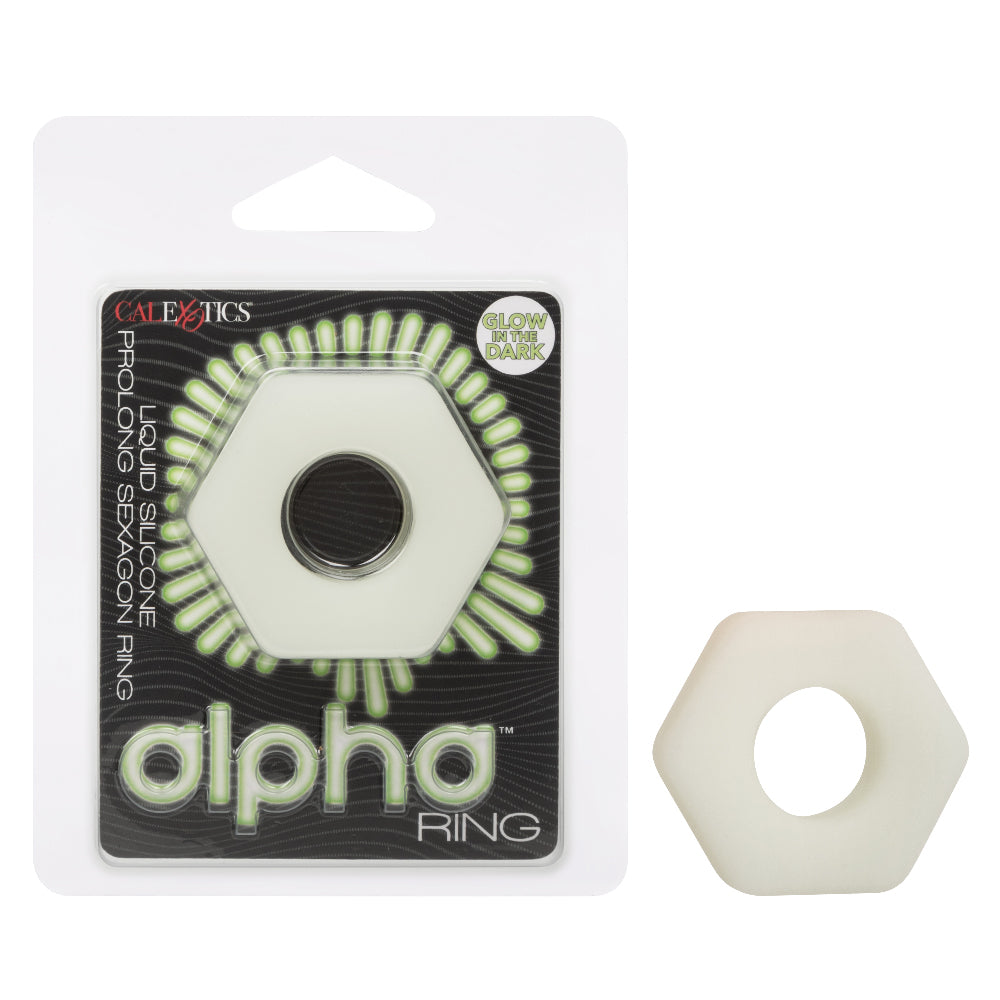 Alpha Glow-in-the-Dark Liquid Silicone Prolong Sexagon Ring - White Default Title