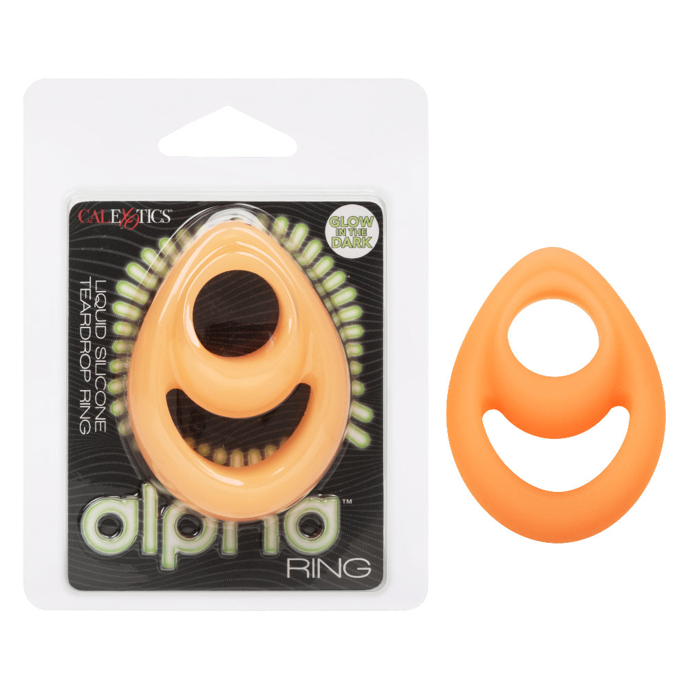Alpha Glow-in-the-Dark Liquid Silicone Teardrop Ring - Orange Default Title