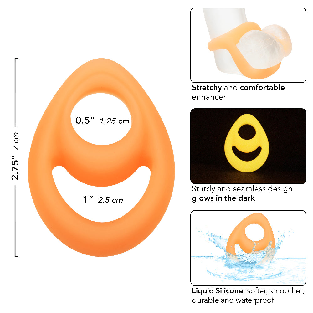 Alpha Glow-in-the-Dark Liquid Silicone Teardrop  Ring - Orange