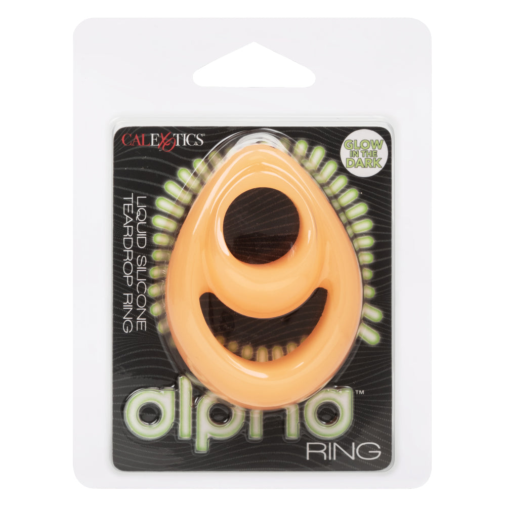 Alpha Glow-in-the-Dark Liquid Silicone Teardrop  Ring - Orange